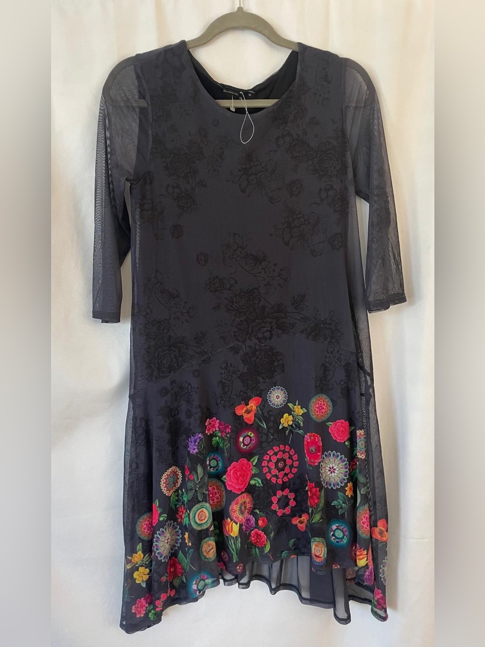 Desigual Women Floral Multilayer Mesh Layered Size M